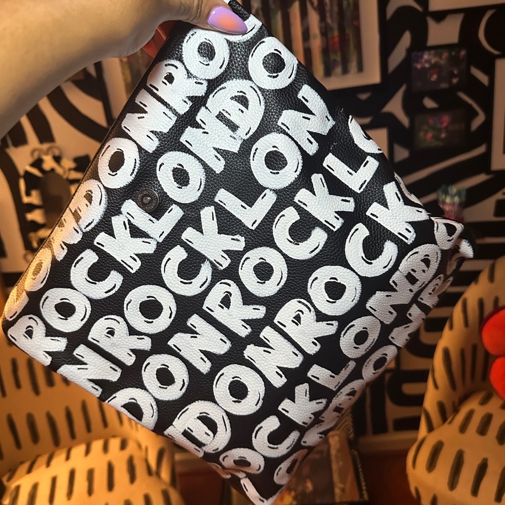 LONDON ROCK HANDPAINTED PAPER BAG CLUTCH - Picture 7 of 7